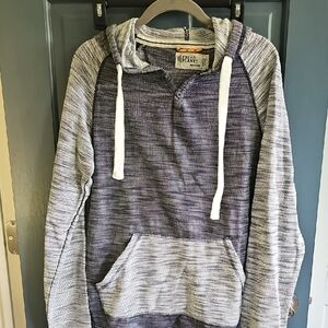 Y2K NEW Free Planet Men's Blue White  Knit Hoodie Shirt  Medium sweatshirt